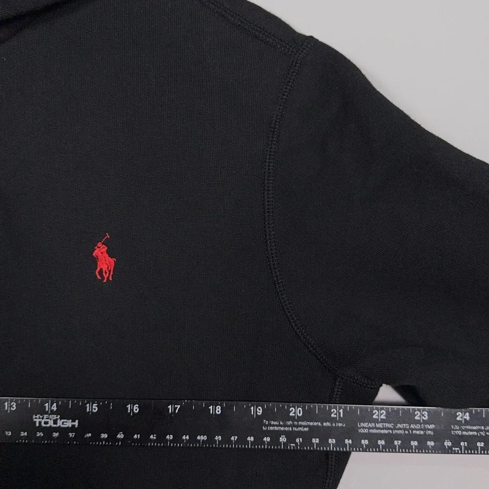 Polo Ralph Lauren Full Zip Hoodie Mens Size Medium Black Red Pony Fleece